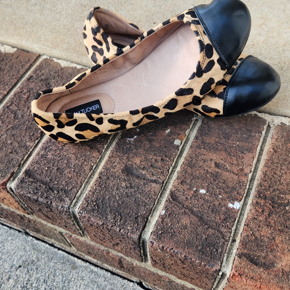 Adam Tucker Shoes - Adam Tucker Leopard-Print Flats with Black Cap Toe